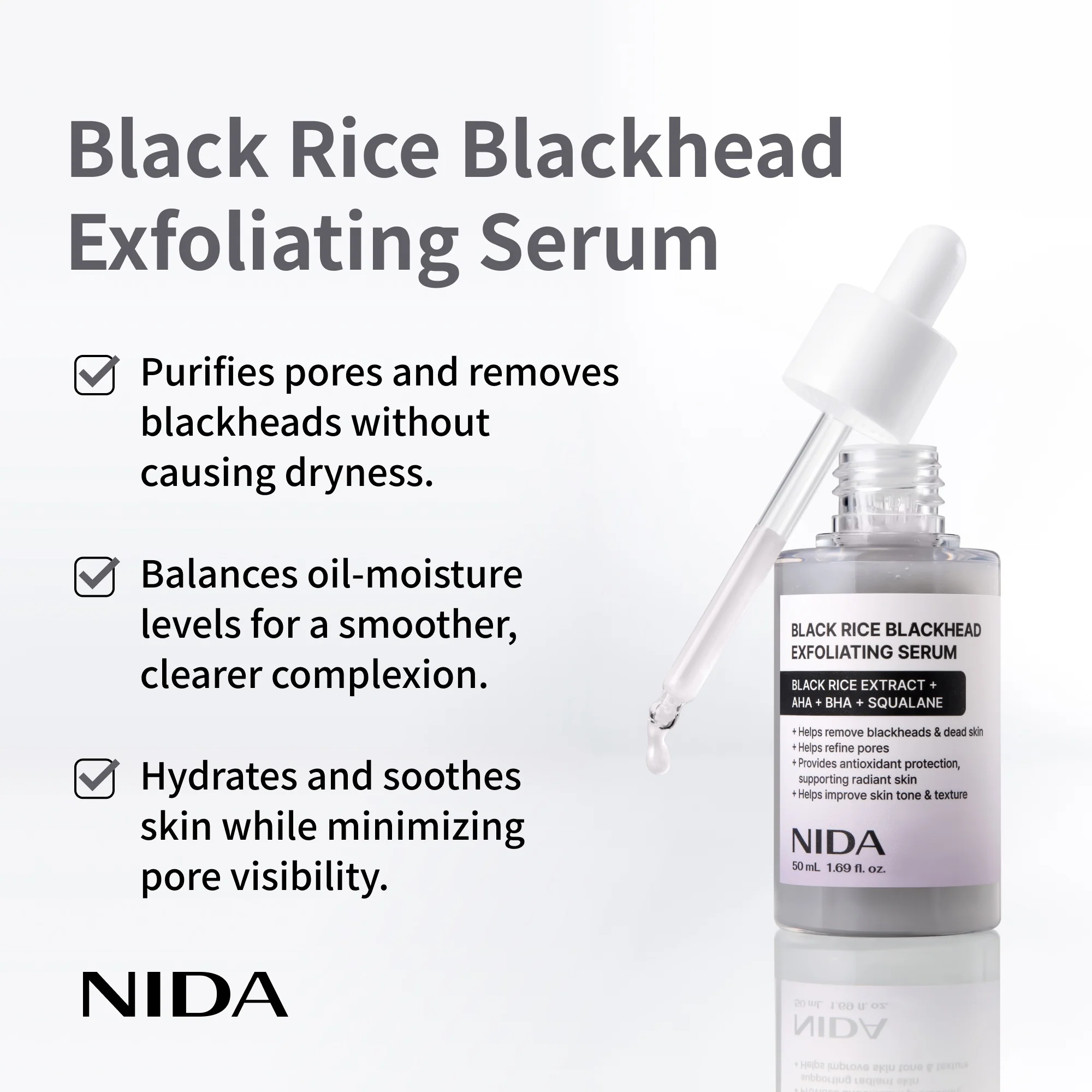 NIDA Black Rice Blackhead Exfoliating Serum - Image 3