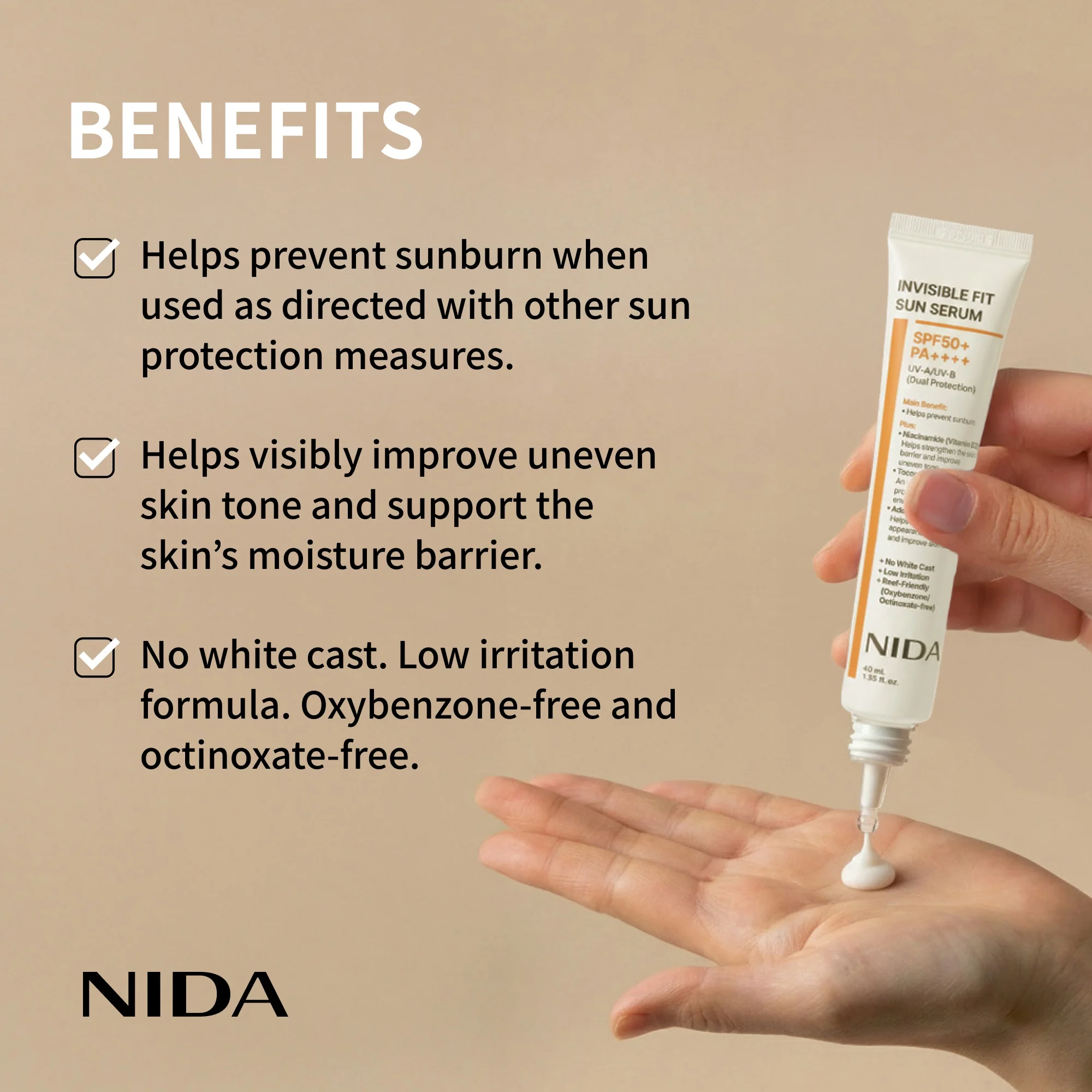 NIDA Invisible Fit Sun Serum for Face - Image 4