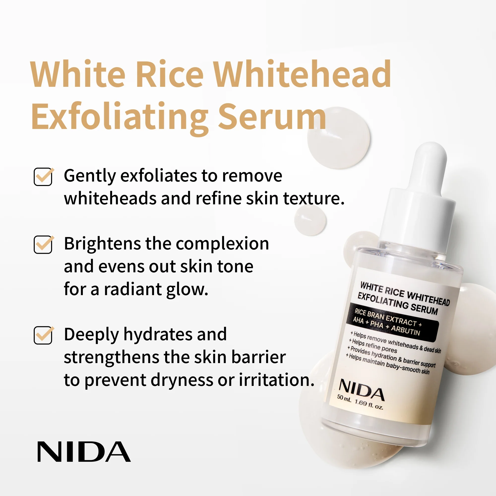 NIDA White Rice Whitehead Exfoliating Serum - Image 3
